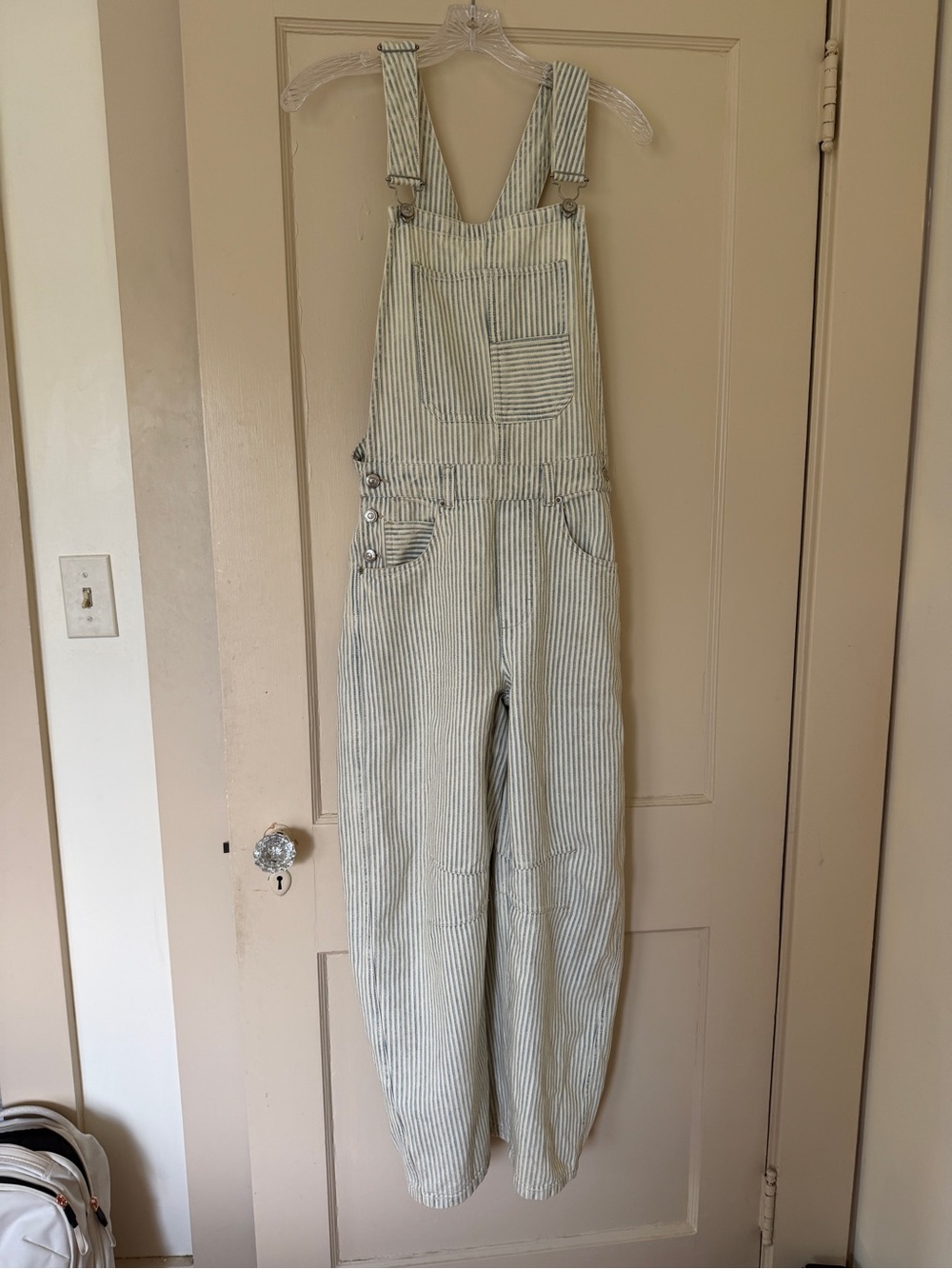 We The Free Striped Blue and White Women's Overalls